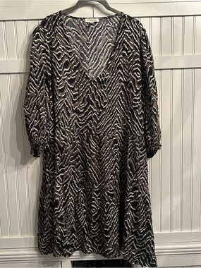 loralette Black and White Zebra-Print Long Sleeve Dress